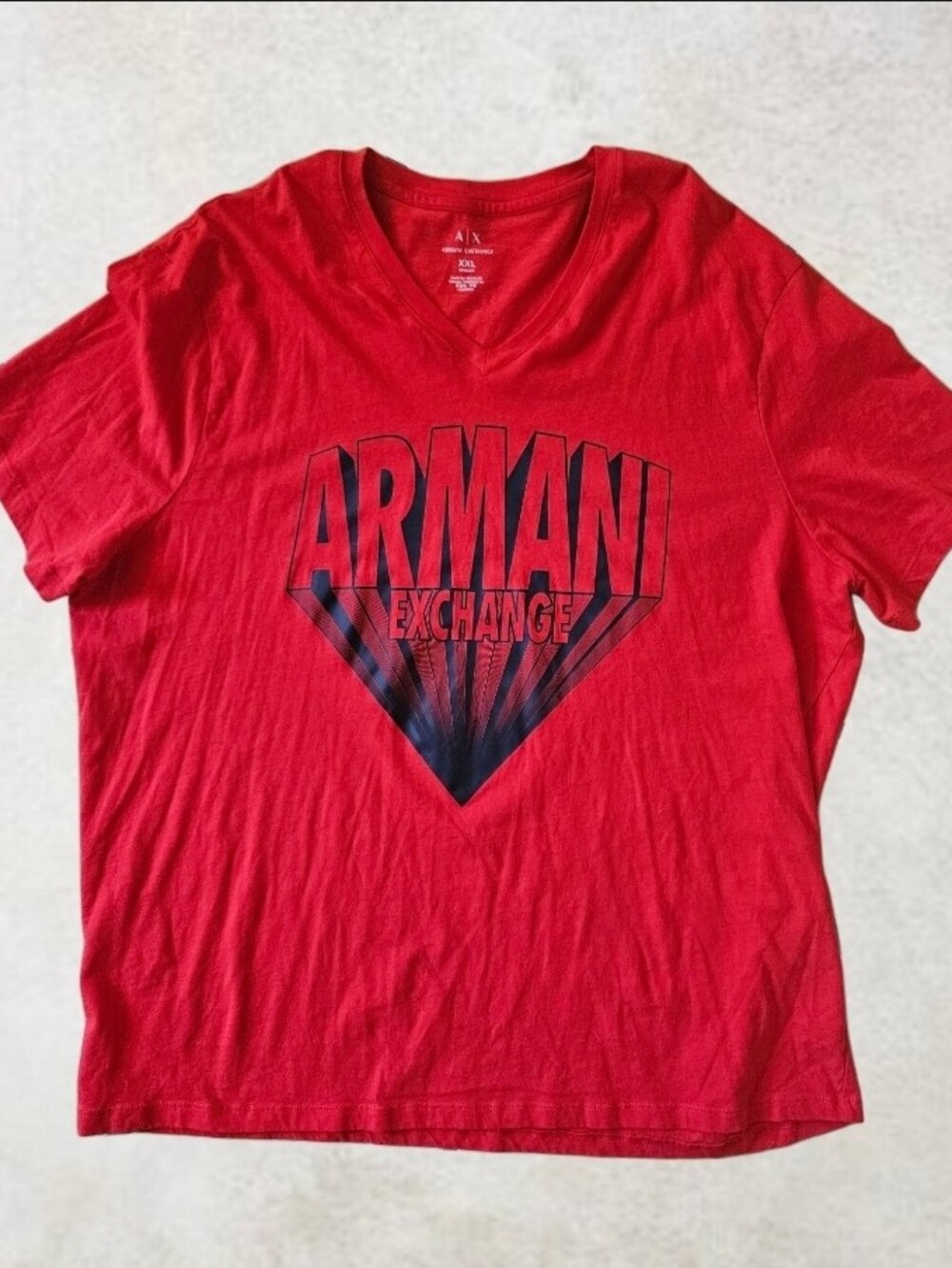 A|X ARMANI EXCHANGE Men's Block Zoom Logo V Neck T-Shirt size XXL